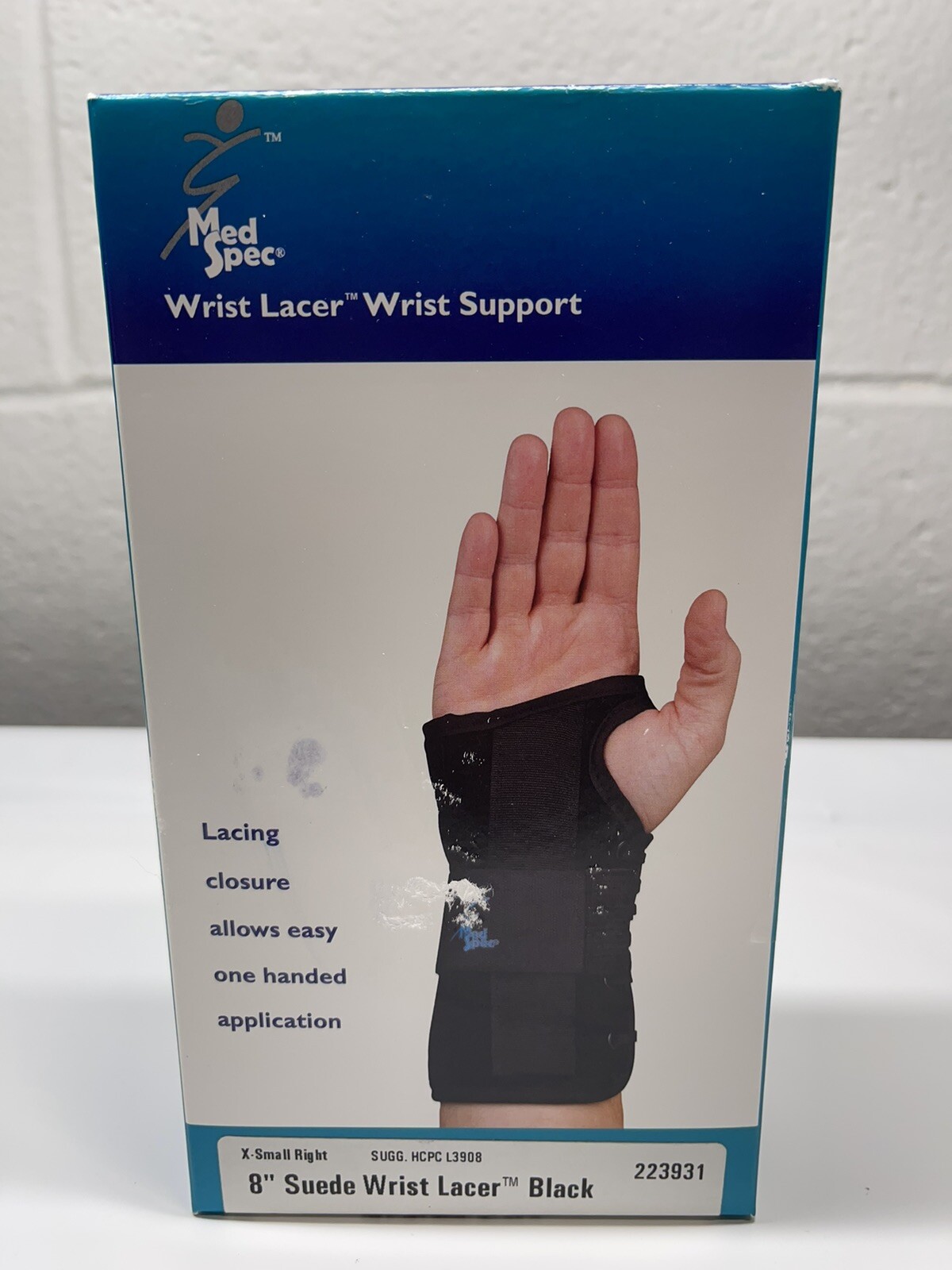 Wrist Support 8” Suede Wrist Lacer BLACK, 223921, SIZE:X SMALL RIGHT-NEW IN BOX