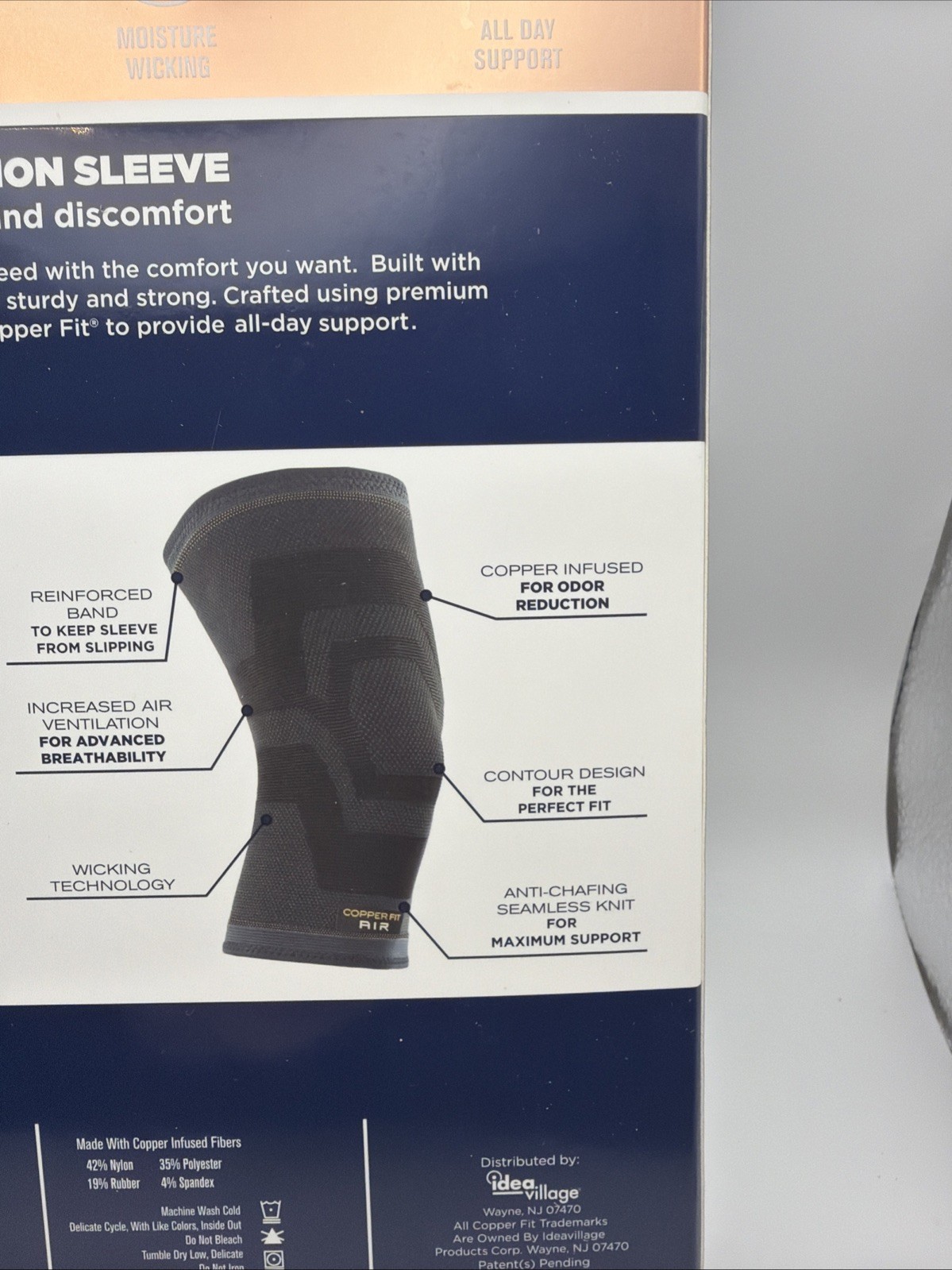 Copper Fit Elite Compression Knee Sleeves L/XL 16-20″ Airflow Technology