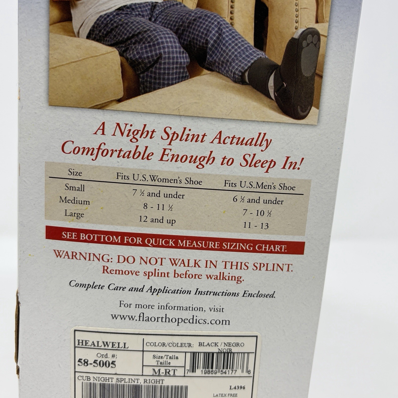 Healwell Cub Plantar Fasciitis Night Splint M, Right / Women 6-11 ½ / men 7-11½