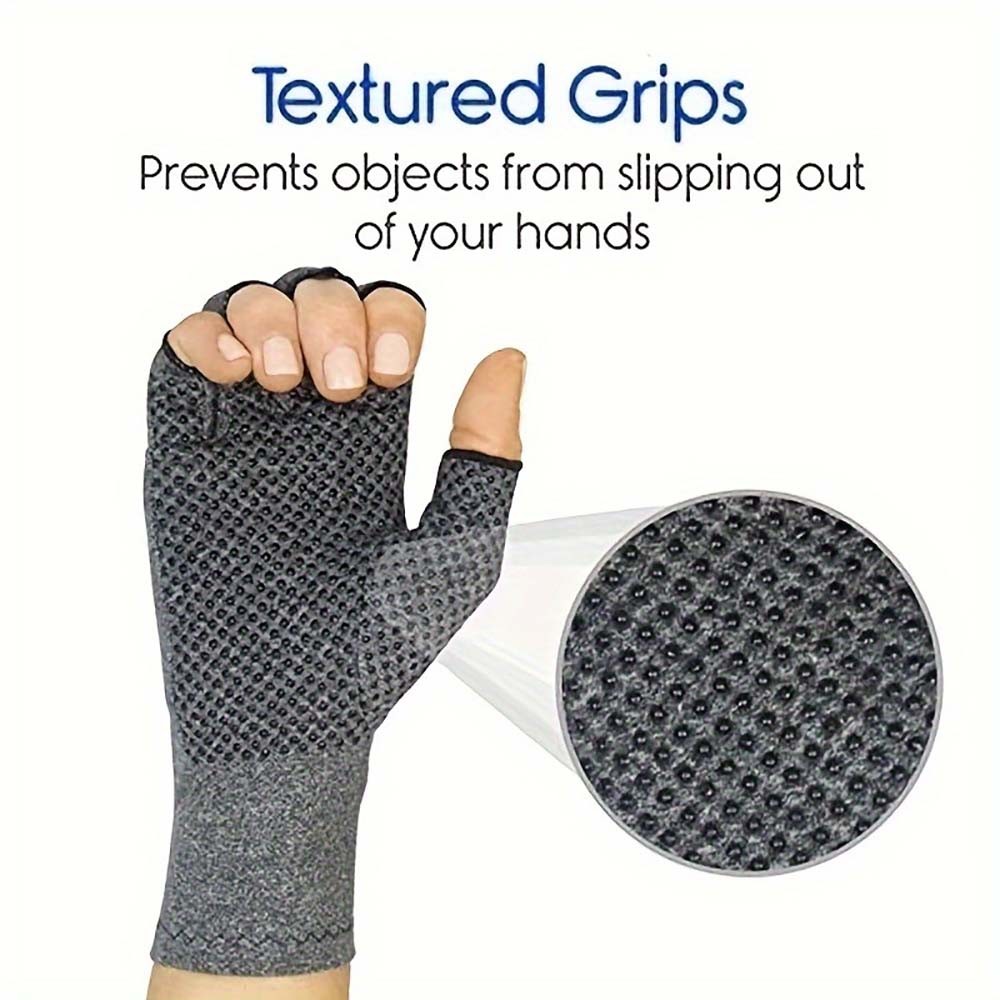 Lightweight Breathable Compression Gloves with Open Fingers fits All Day Wear