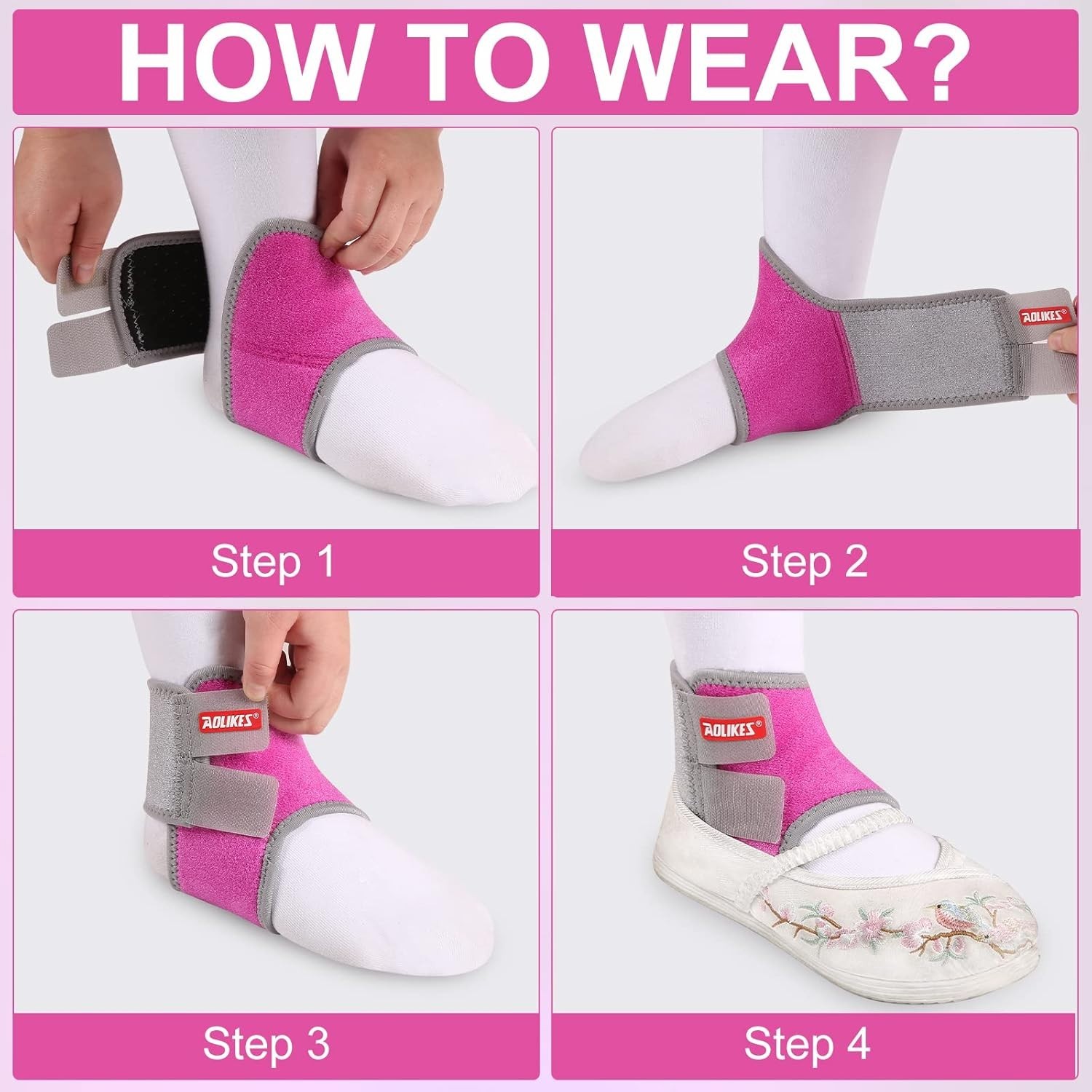 AOLIKES Kids Ankle Brace Support Neoprene Gymnastics Dance 1 Pair (2 Pack) – Med