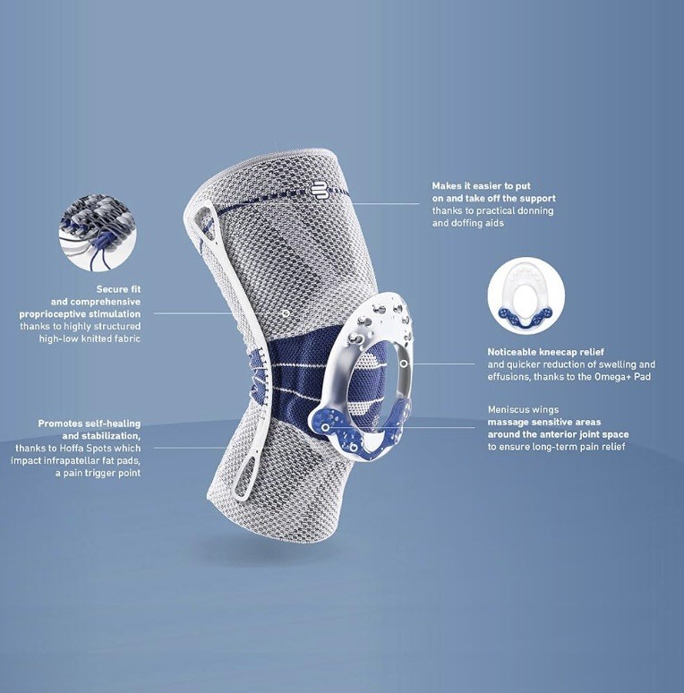 (SIZE 6)Bauerfeind Knee Support GenuTrain with visco-elastic Omega pad fits all