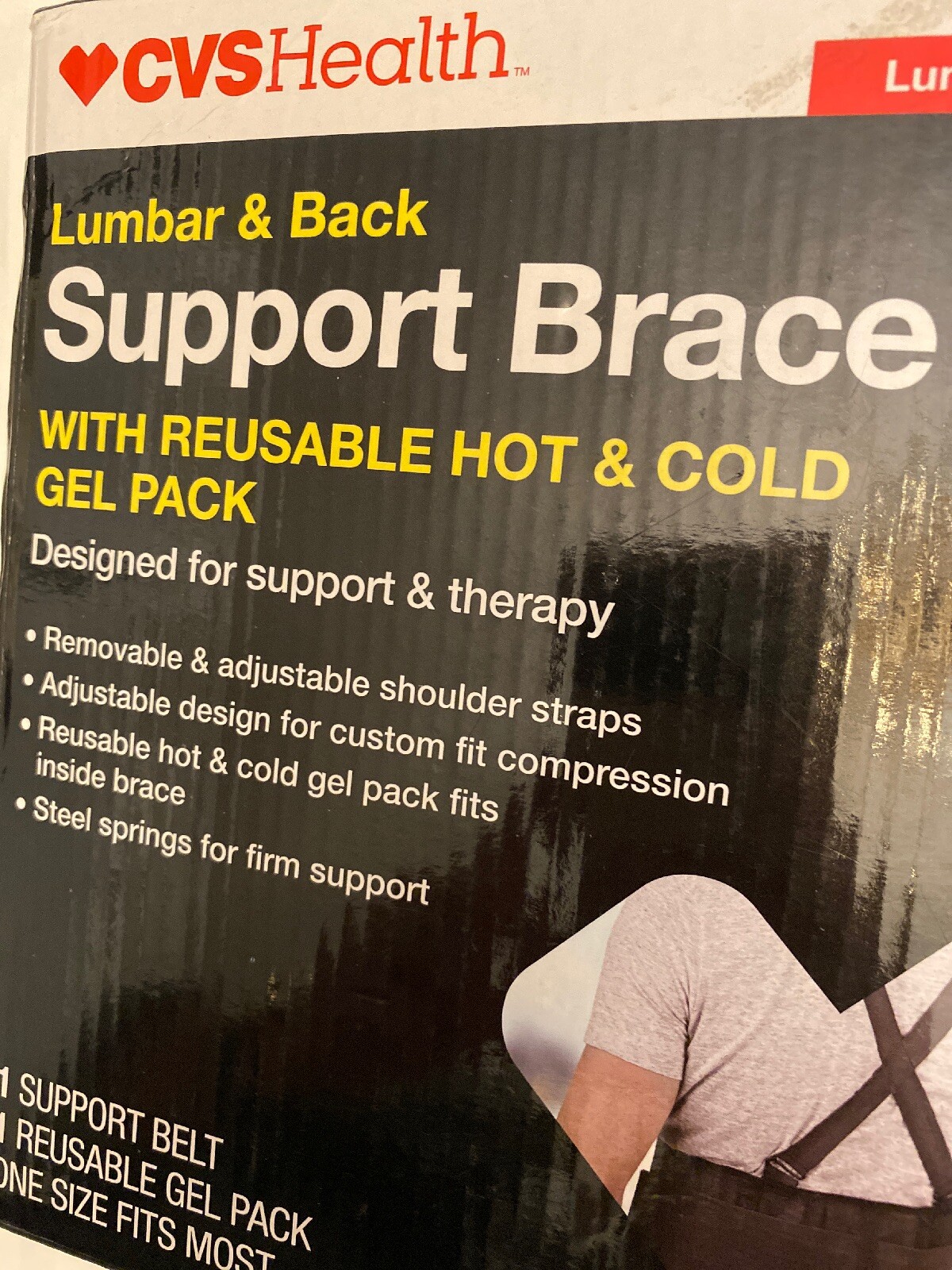 Lumbar & Back SUPPORT BRACE with Reusable Hot & Cold Gel Pack CVS Health