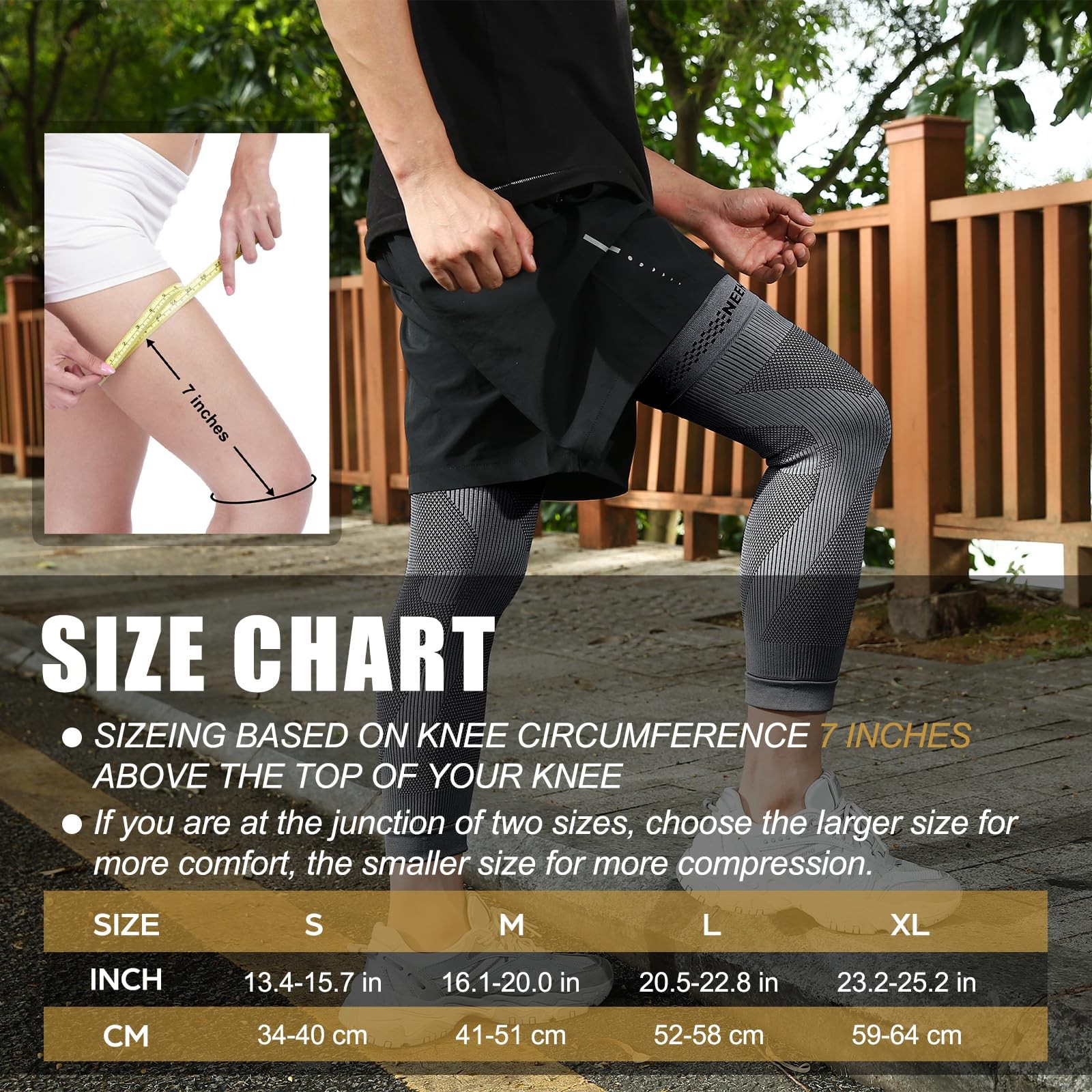 NEENCA Compression Leg Sleeve – Long Knee Sleeve, Ultra-thin Leg Sleeve