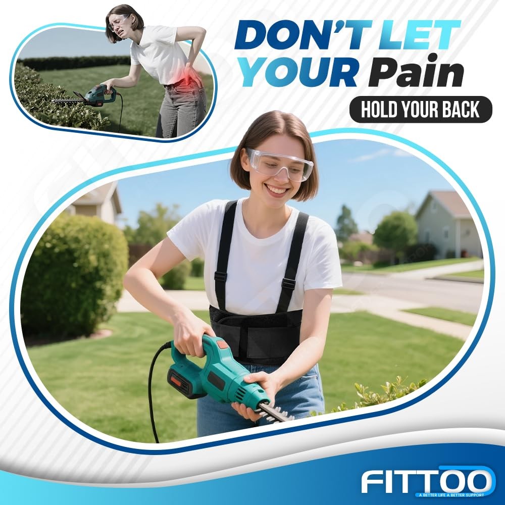 FITTOO Back Brace with Removable Suspenders & Lumbar Large (Pack of 1), Coal