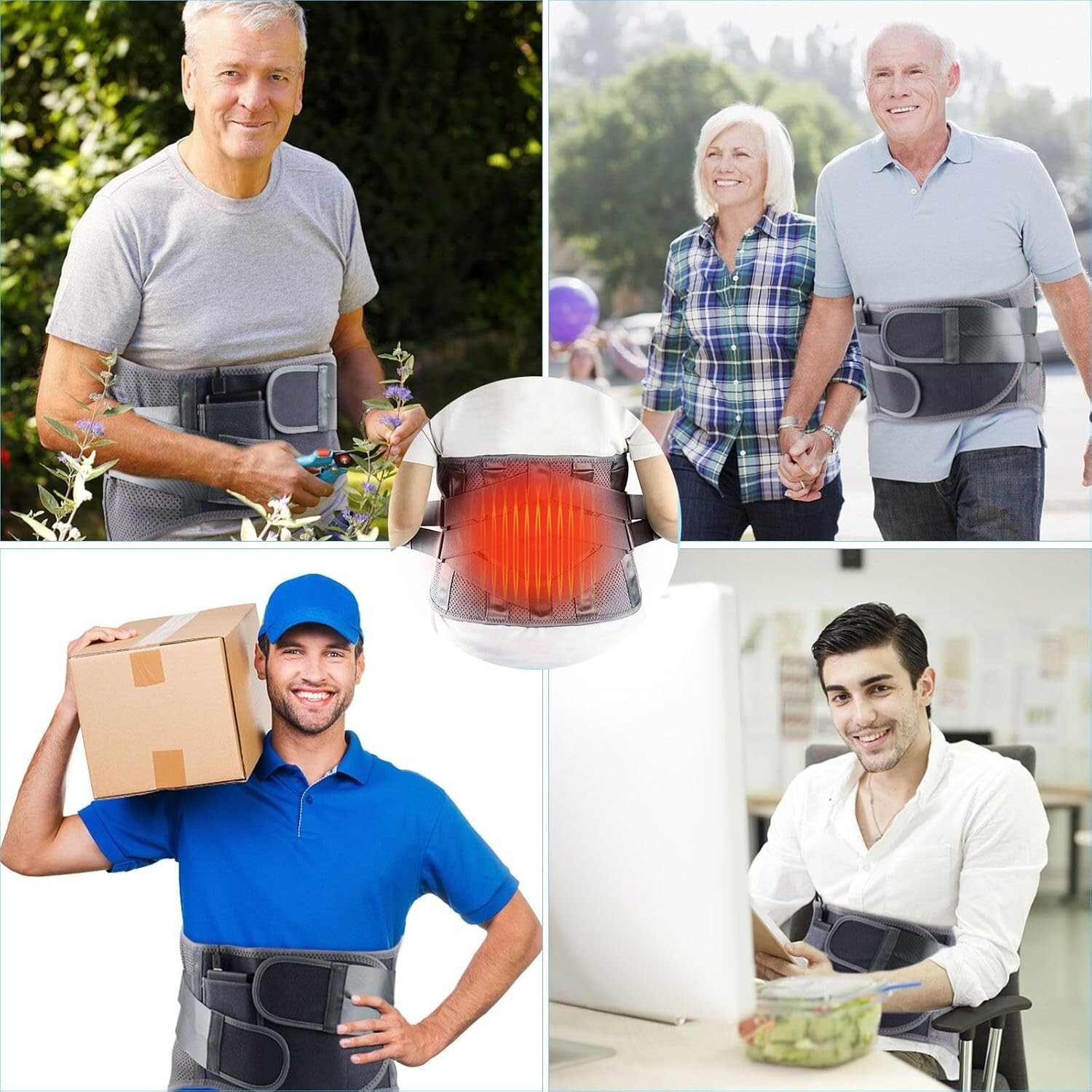 Heated Back Braces, Adjustable Back Support Belt with Heating Operated