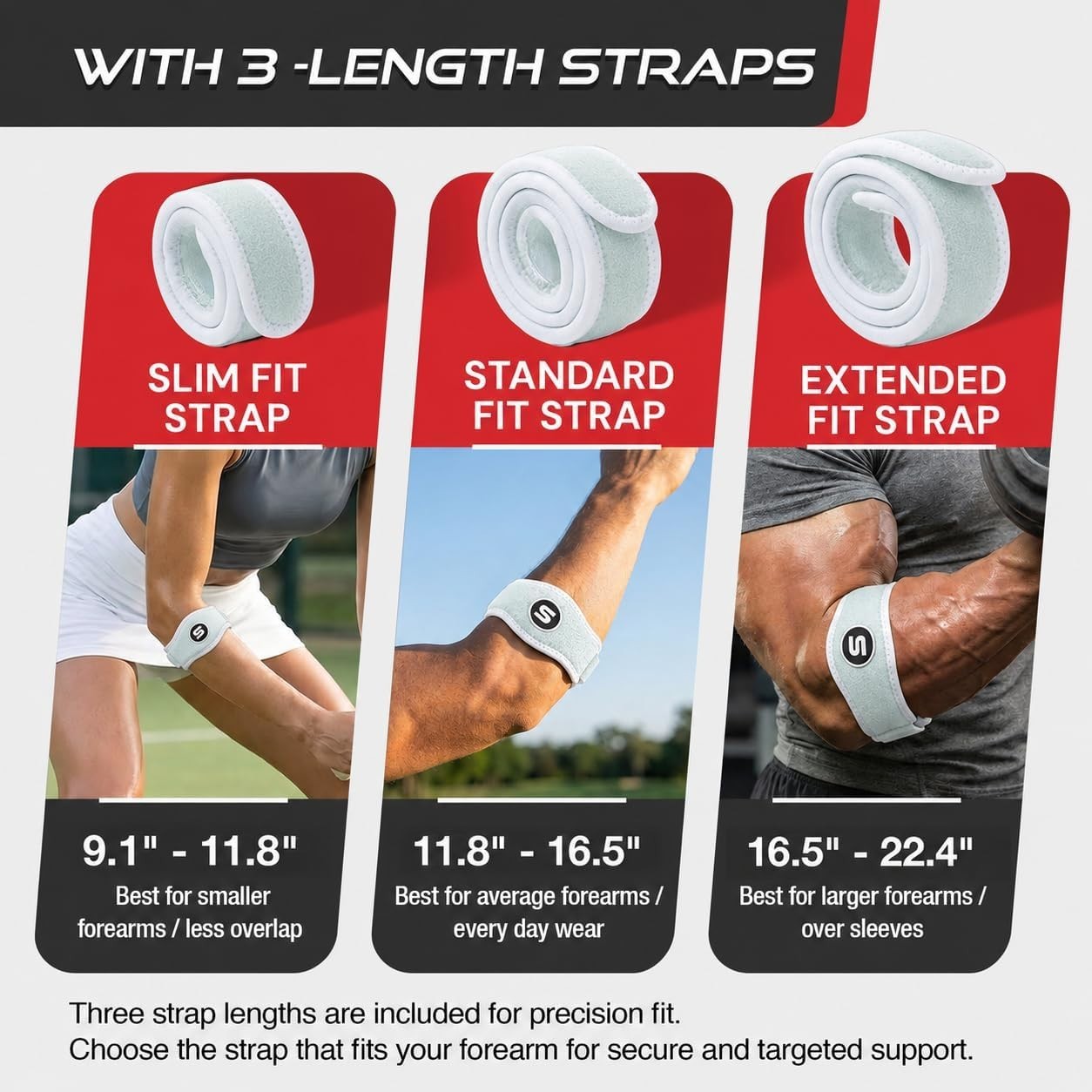 Adjustable Elbow Brace for Tendonitis Relief, Support Wrap for Pain Relief