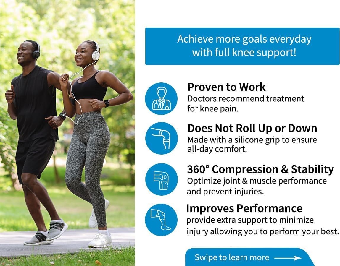 2 Pack Compression Knee Brace Knee Support Sleeve Pain Relief Running Workout