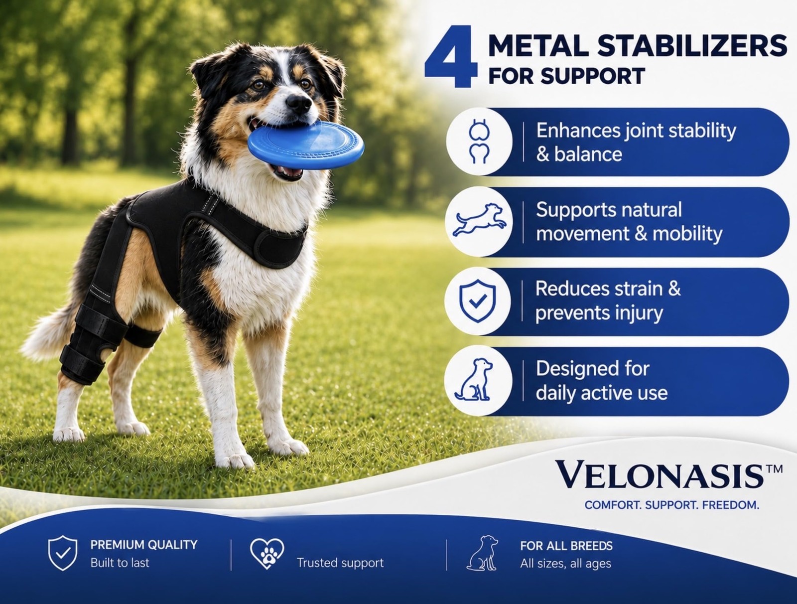VELONASIS Dog Knee Brace for Rear Hind Legs ACL/CCL – Dual-Leg Support with 4…