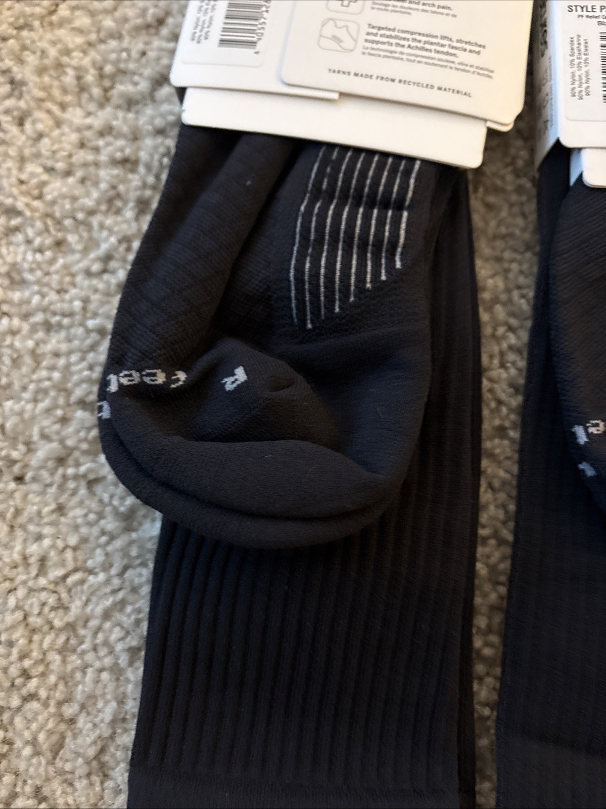 Feetures Plantar Fasciitis Relief Light Cushion Crew Sock XL 2 Pairs NEW!