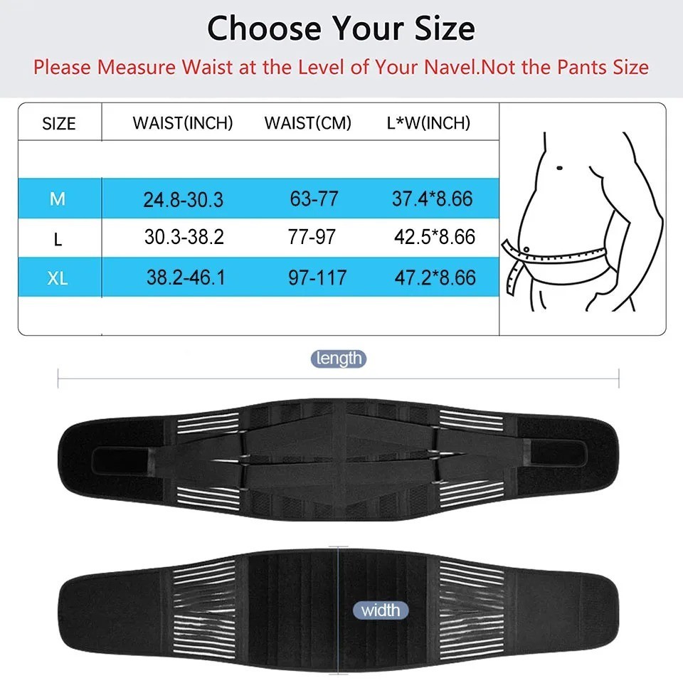 Adjustable Lower Back Brace Lumbar Support Waist Belt for Men Women Pain Relief