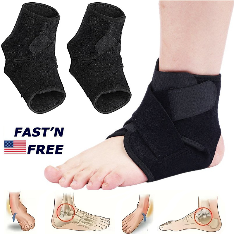 2×Adjustable Ankle Support Compression Strap Achilles Tendon Brace Sprain Sports