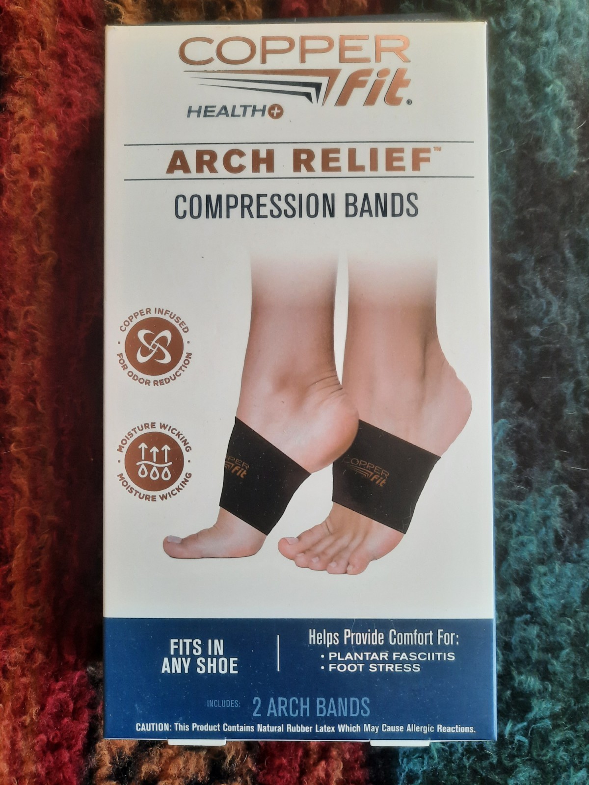 Copper Fit Health Arch Relief Plus Compression Built-In Orthotic Support Bands