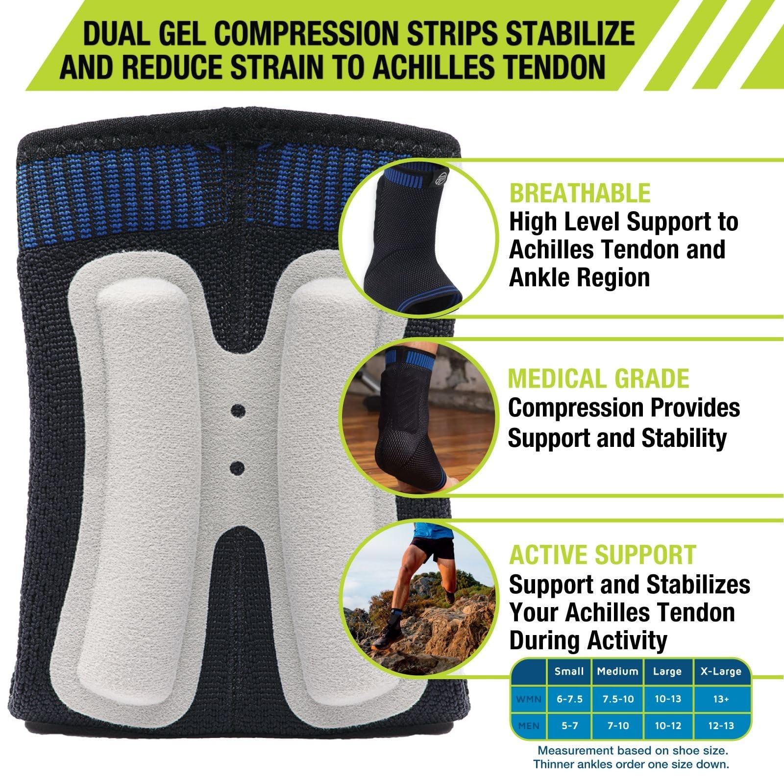 Achilles Sleeve Compression Support for Tendinitis Relief and Recovery Medium…