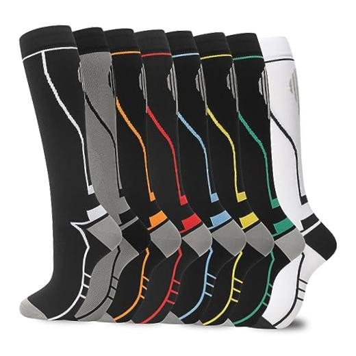 Compression Socks for Women Men Large-X-Large 00-8 Pairs-black White Gray