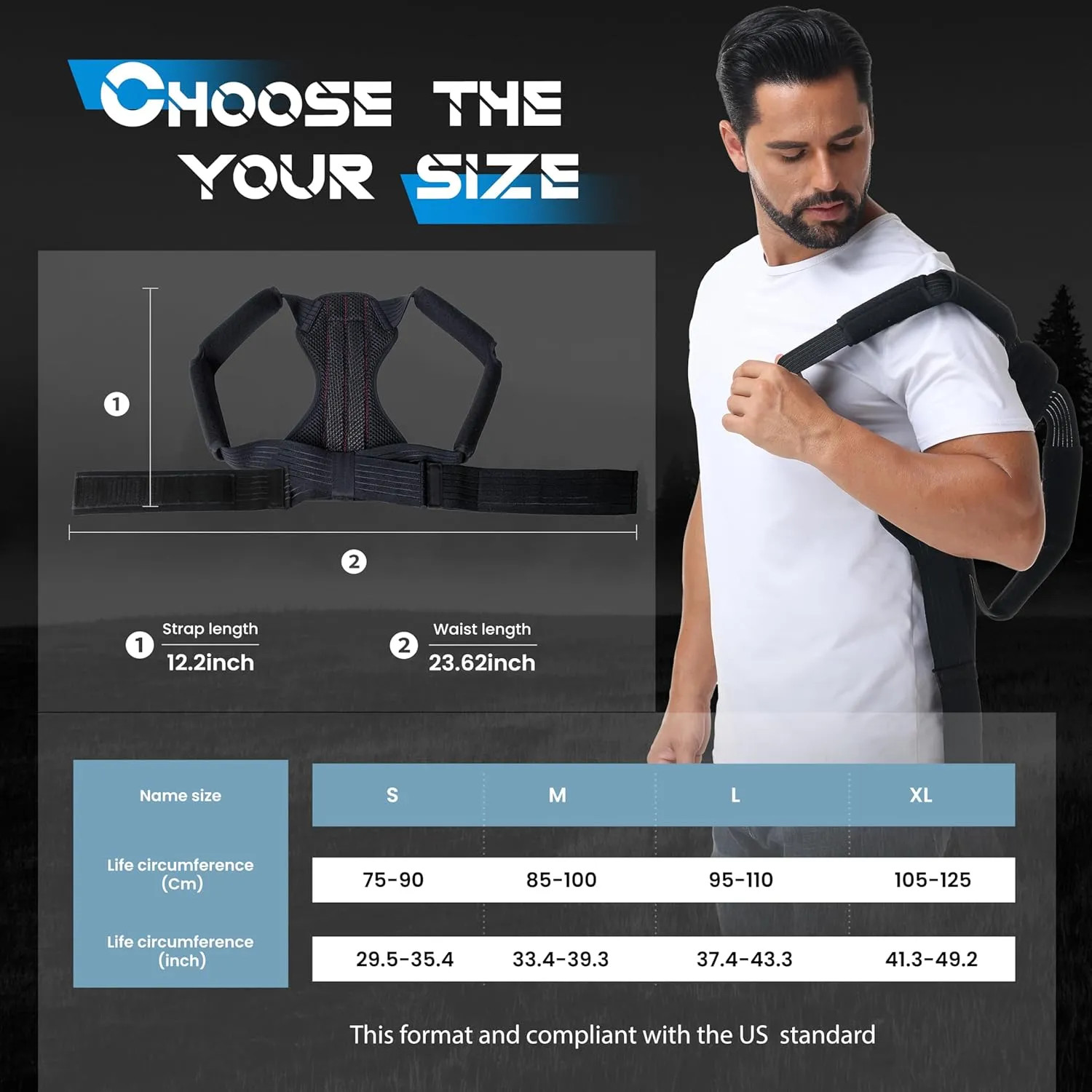 Adjustable Posture Corrector Back Brace Support For Spine Pain Relief Medium…