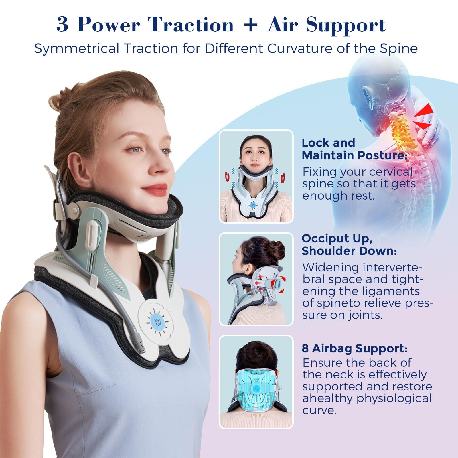 Cervical Traction Device, Neck Stretcher for Cervical Pain Relief, Air Pump N…