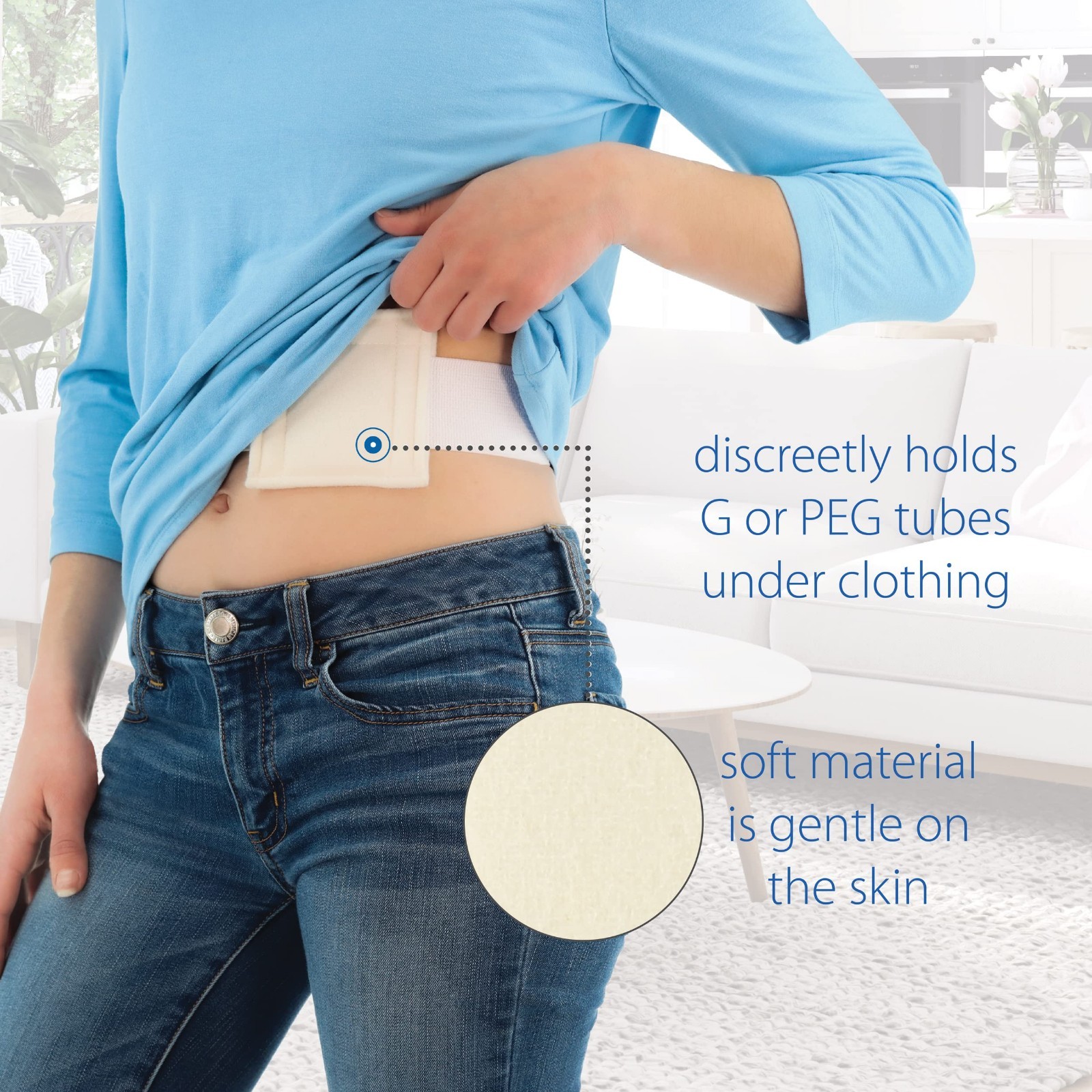 Adjustable Feeding Tube Holder for PEG, G, J Tubes – Discreet Support Belt (30-4