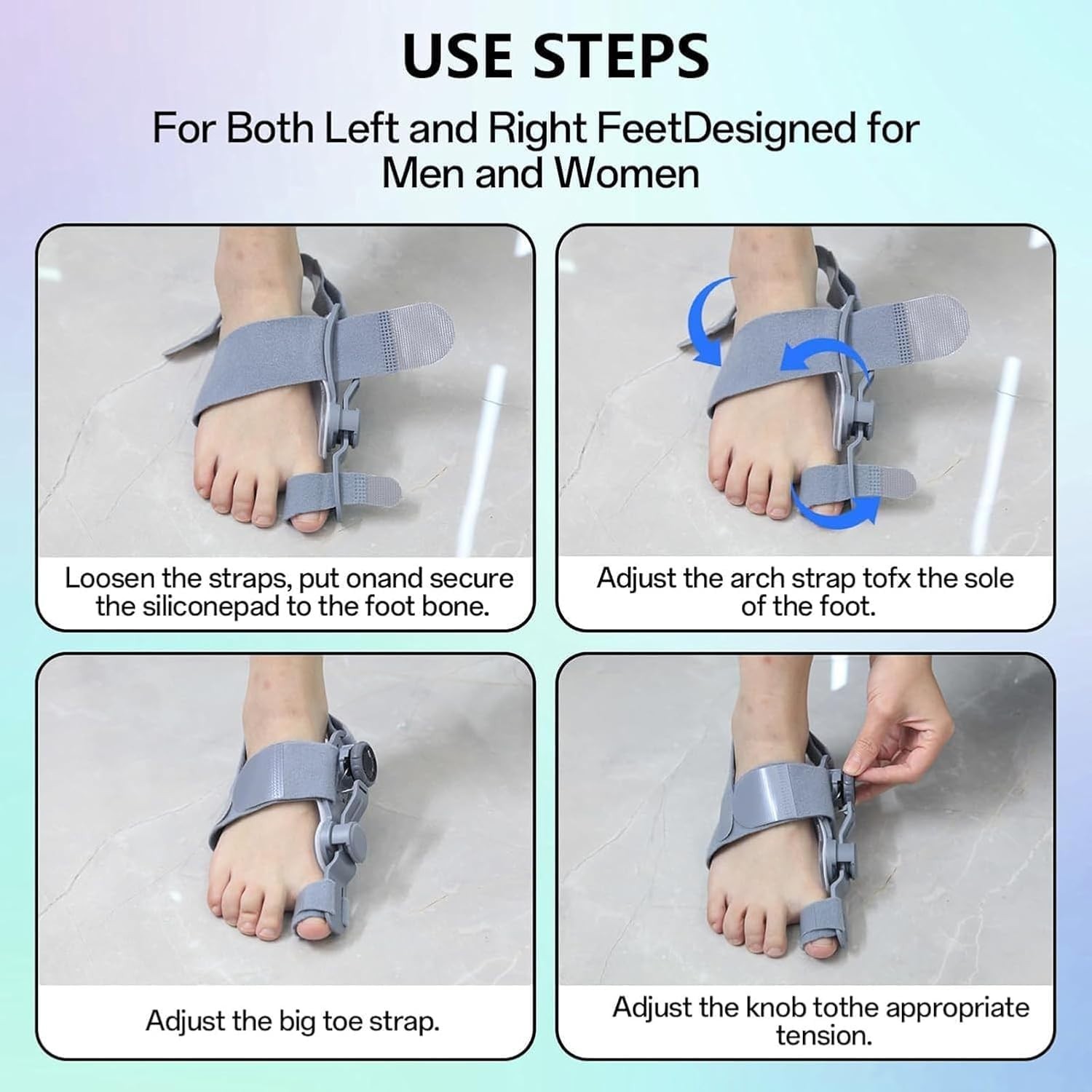 Adjustable Bunion Corrector Toe Alignment Splint Brace Foot Gray 1pc
