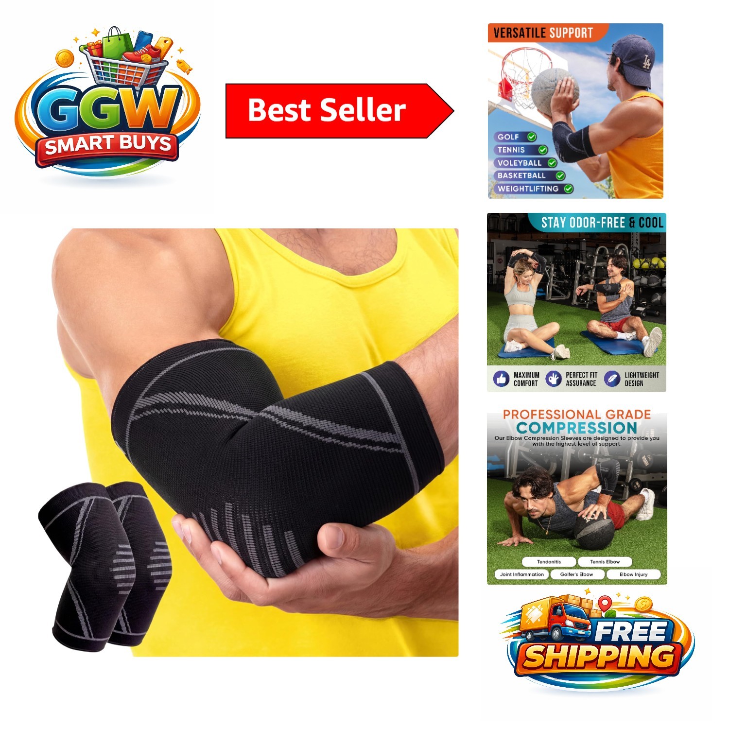 2 Pack Elbow Compression Sleeves – Lightweight Support for Active Lifestyles