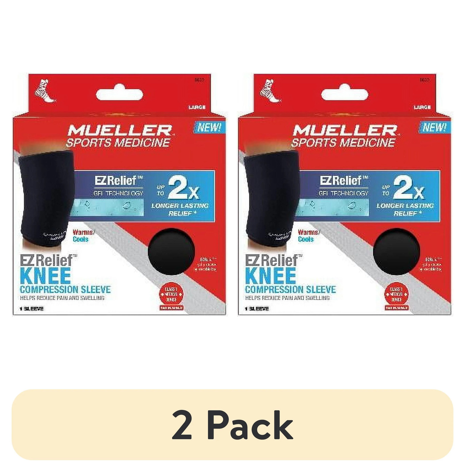 2 pack) Mueller® EZ Relief™ Compression Sleeve, Slip On, Unisex, Large