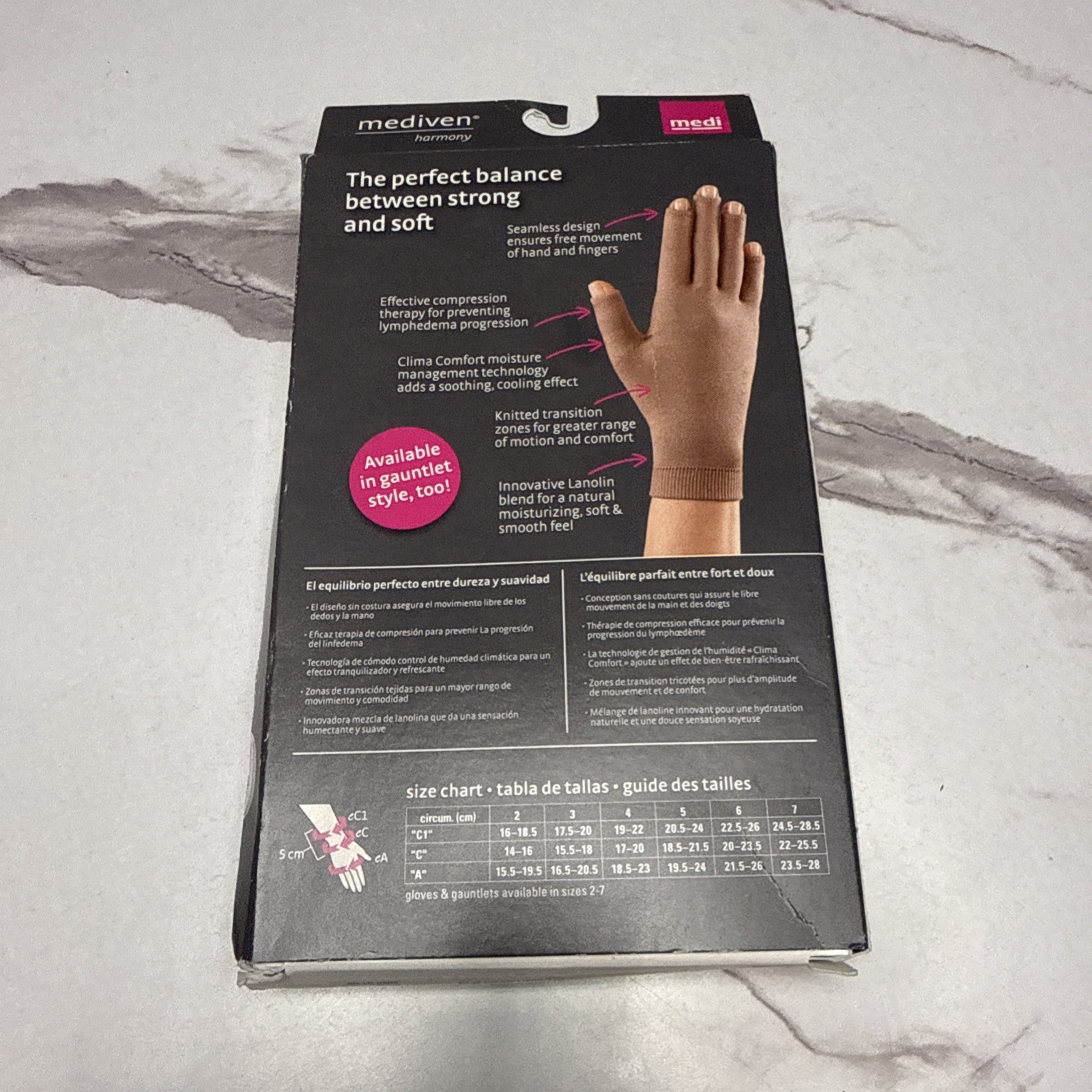Mediven Harmony Lymphedema Compression SAND GAUNTLET 20-30 mmHg Size 2Y91806