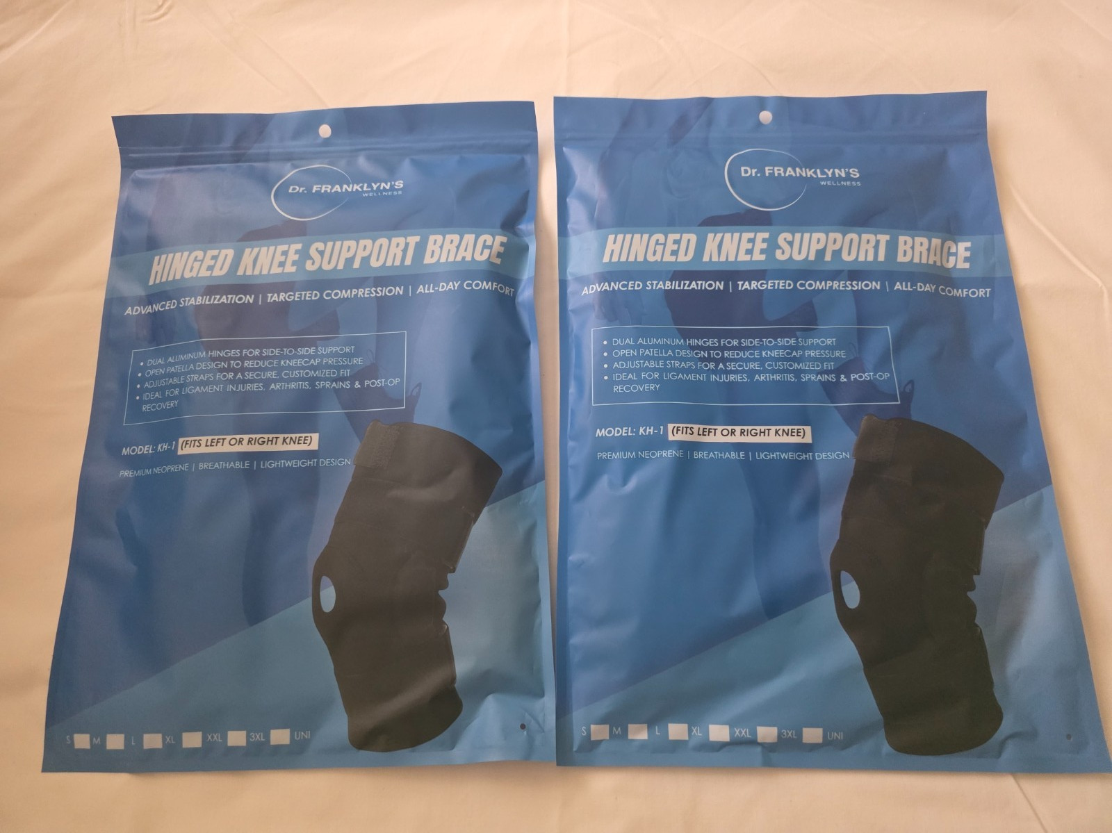 2PACK-HINGED KNEE SUPPORT BRACE-BY( DR FRANKLYNS WELLNESS) NEW -FREE SHIPPING!!