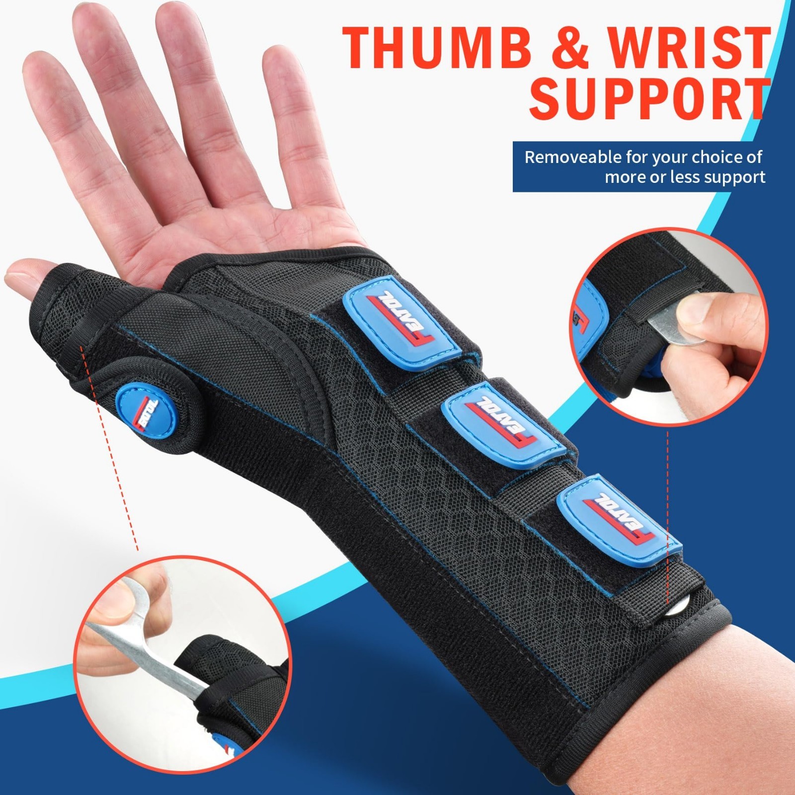 2 Pack Adjustable Wrist Brace with Thumb Support for Left & Right Hand, M/L