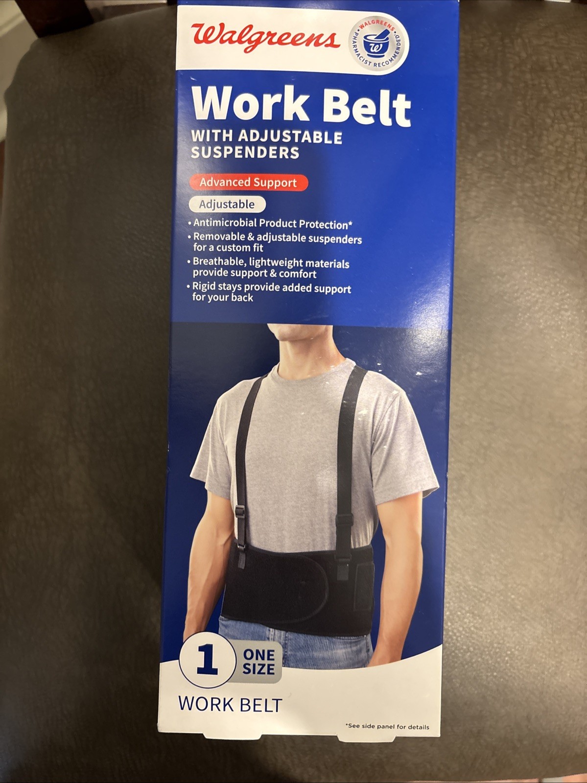 Walgreens Back Work Belt w/Adjustable Suspenders Advanced Support 1 Size