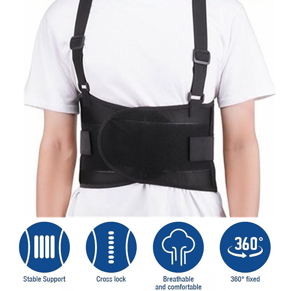 Heavy Duty Weight Lift Lumbar Lower Back Waist Support Belt Brace Suspender Work