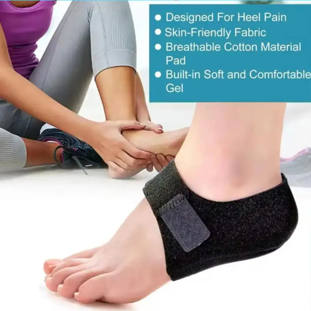 Adjustable Straps Silicone Heel Pads Shock Absorption Support Cushion Fasciitis