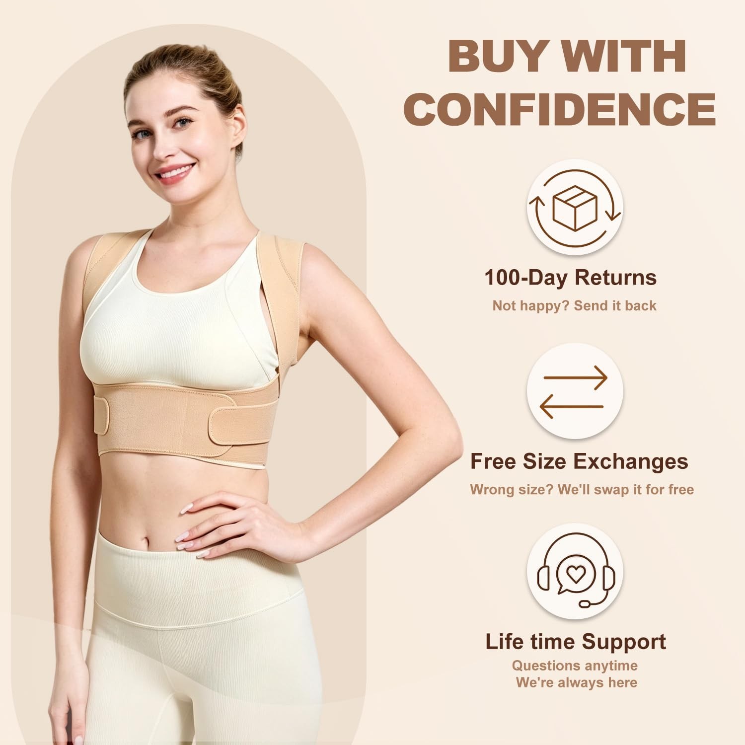 Actpower Invisible Posture Corrector for Women Small(Under Bust 26″- 33″)