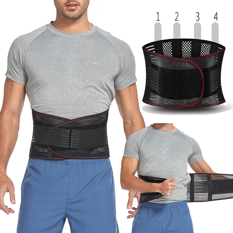 Men Copper Back Pro Compression Belt Adjustable Lower Lumbar Back Brace Support