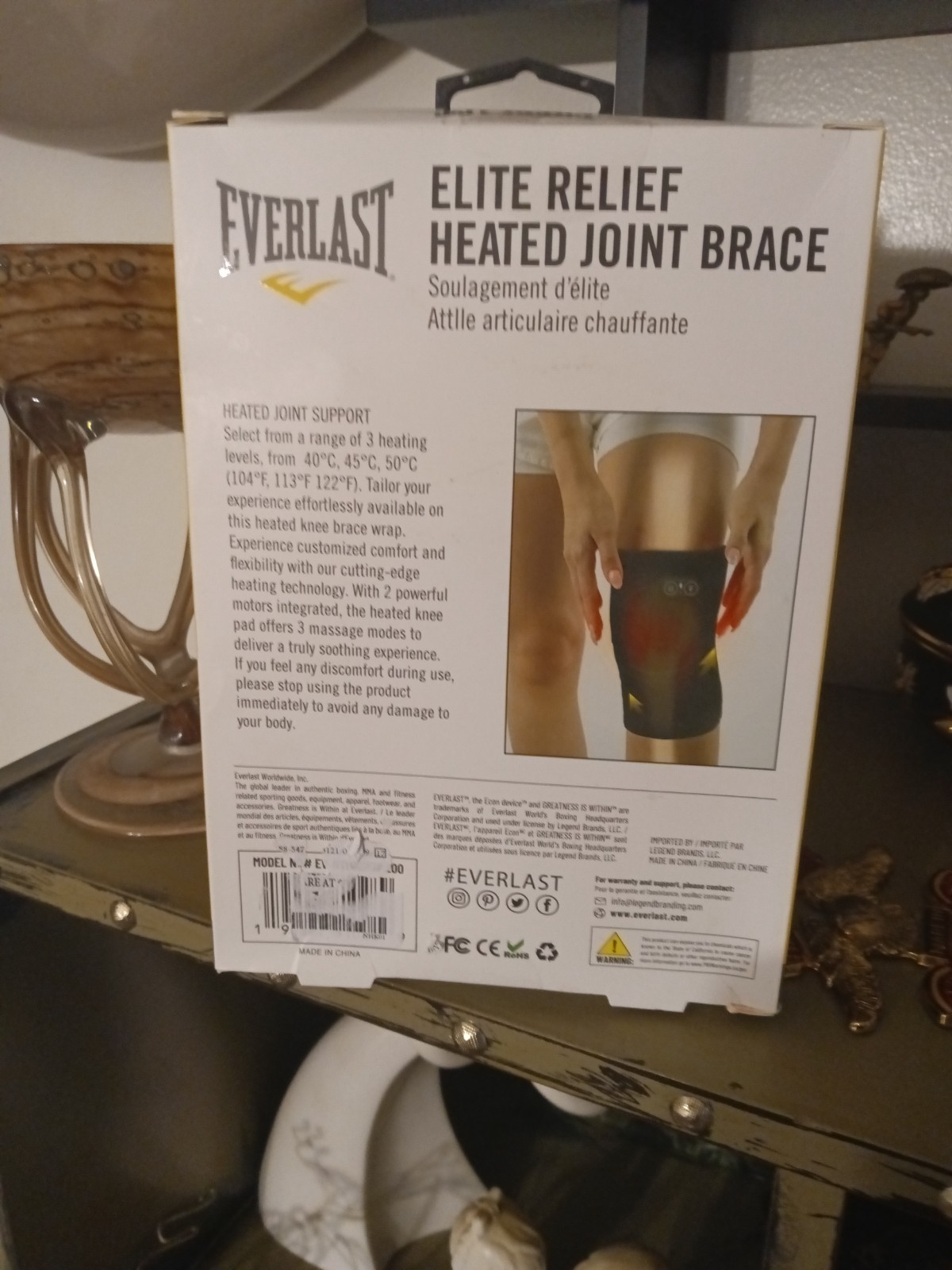 Everlast Elite Relief Heated Joint Brace Support, Heat Massage Therapy