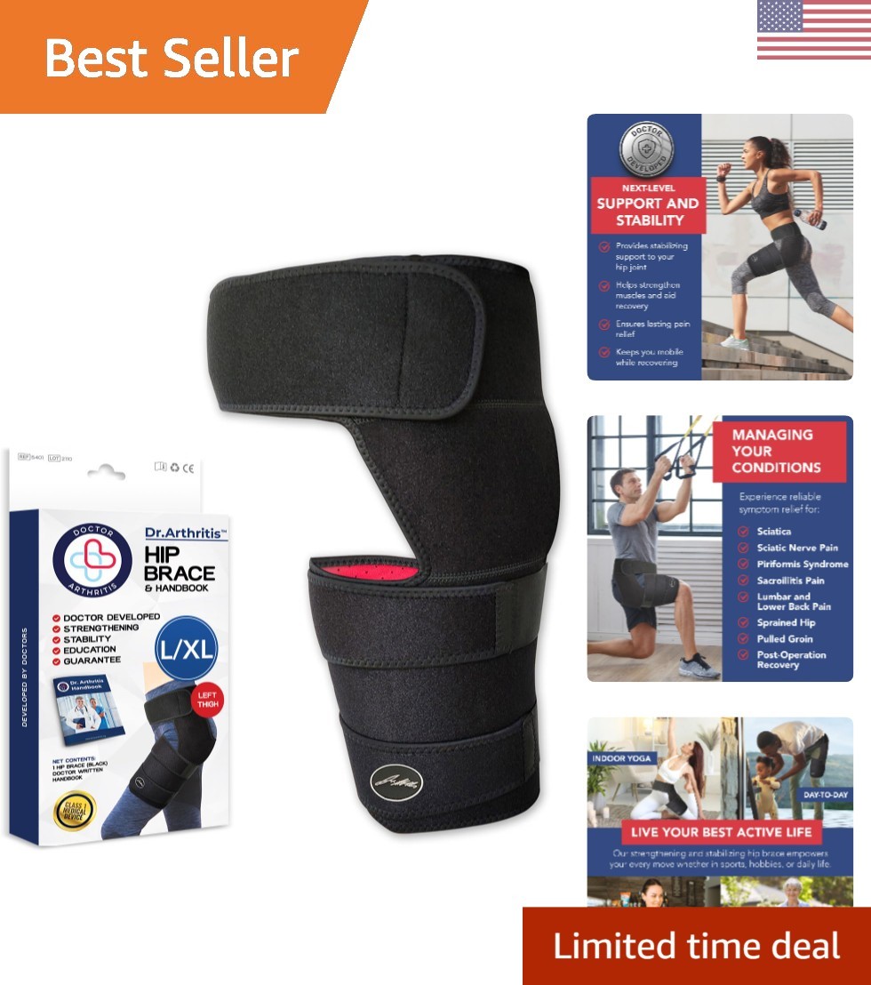 Stabilizing Hip Support Brace for Sciatica and Thigh Pain Relief – Black L/XL