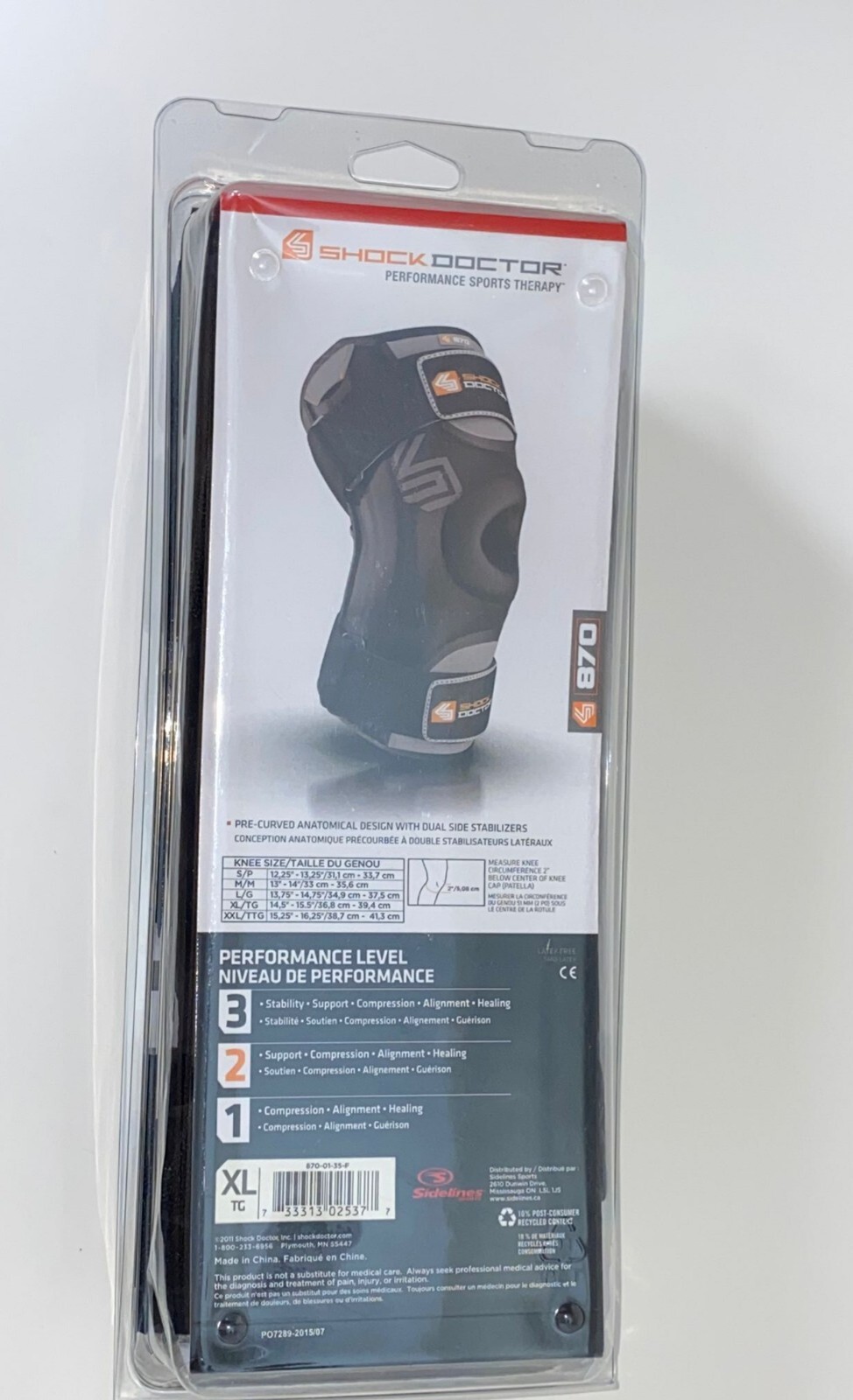 Shock Doctor Ultra Knee Support /Bilateral Hinges – Adult. Black, XL 14.5-15.5”