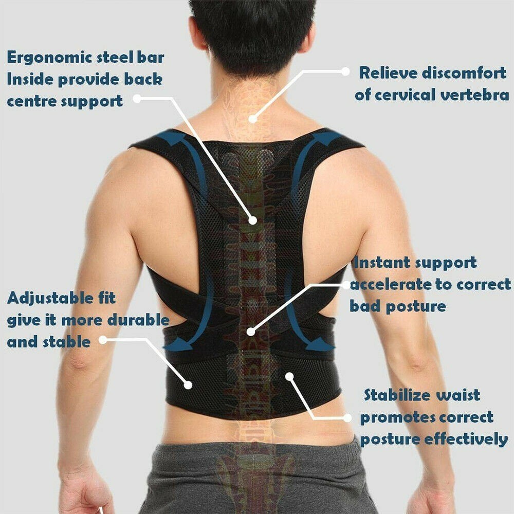 Soporte de Espalda y Columna Lumbar Ajustable Faja Cinturon Corrector de Postura
