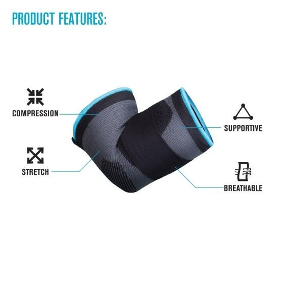 DonJoy Deluxe Elastic Elbow Compression Sleeve w/Strap XL BEL-DA161ES02-BLK-XL