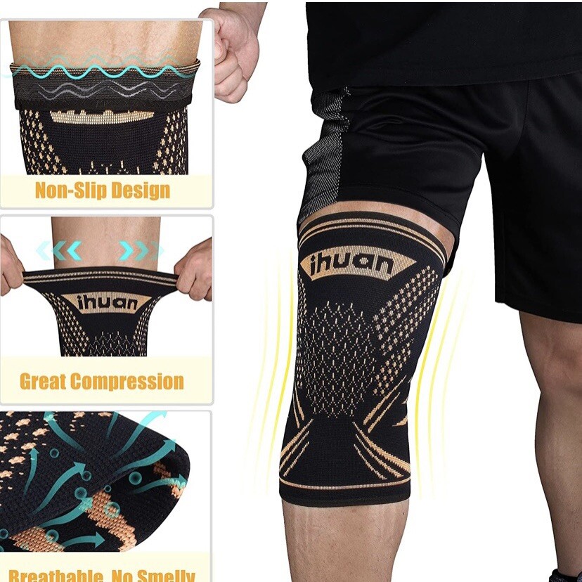 2 Knee Brace Sleeve Compression Support Sport Gym Joint Pain Arthritis Relief M