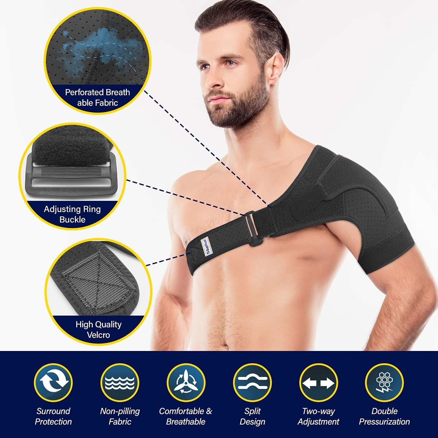 Suptrust Shoulder Brace for Men & Women: Adjustable Shoulder Wrap for Pain Re…