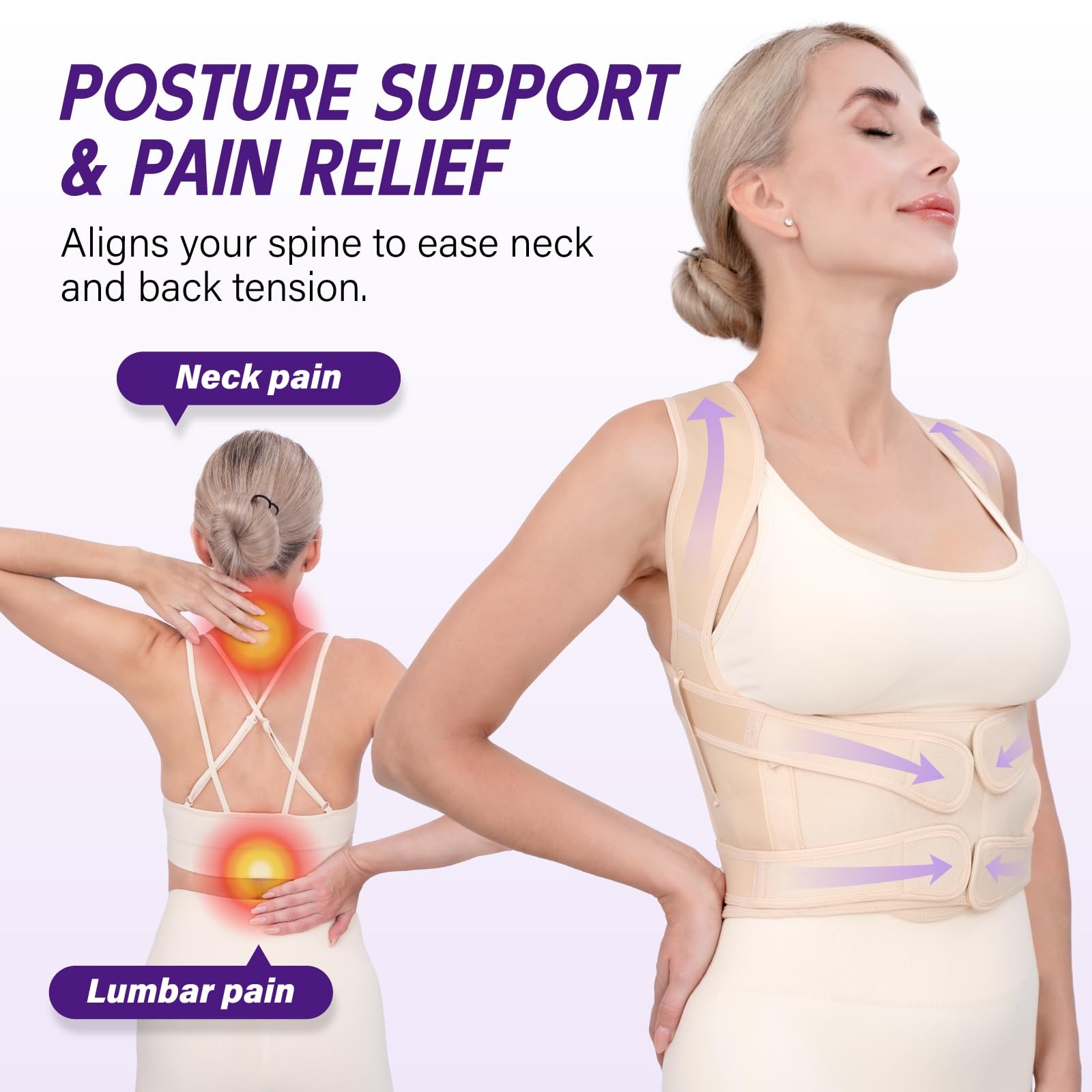 Back Brace Posture Corrector for & Men, Adjustable Full Back , Shoulder Strai…