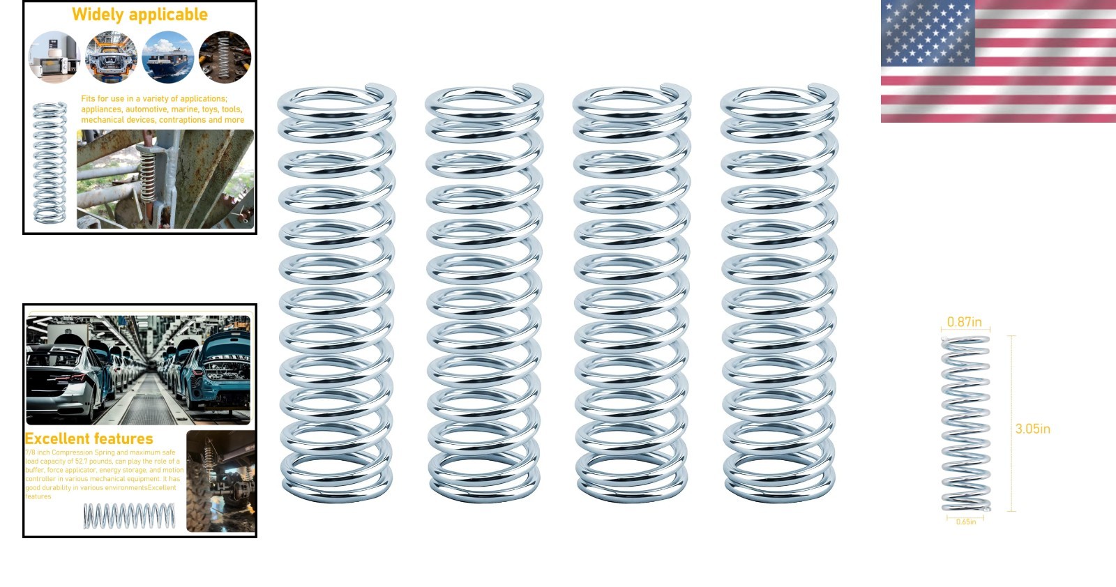 High-Quality Compression Spring 7/8 in. x 3 in. | 0.105 GA – Multi-Purpose Use