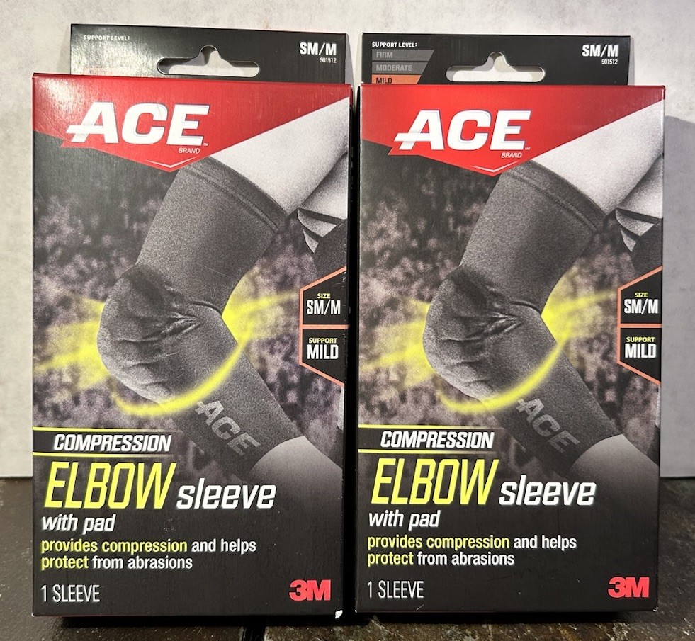 Ace Compression Elbow Sleeve New with Pad SM/M 9″ to 10.5″ Lot Of Four