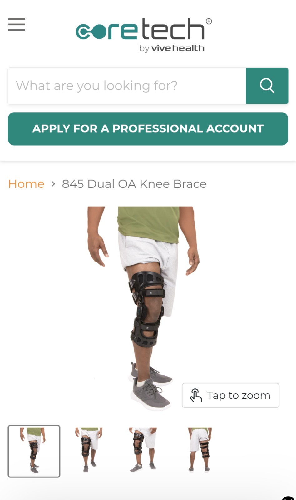 New Coretech LEFT Knee Brace 845 OA Size Small (SUP2079BLKRS) HCPCS L1845 L1852