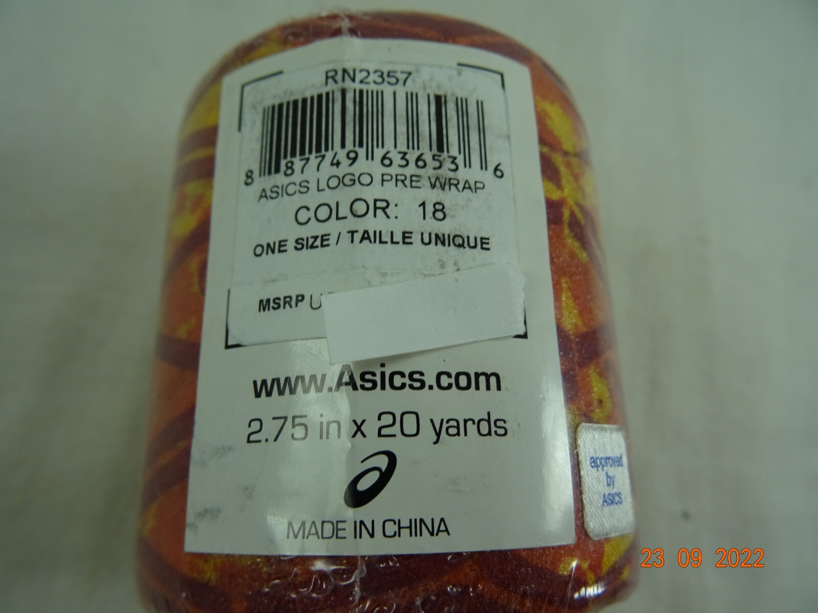 Asics Logo Pre Wrap 2.75 x 20 yards NEW