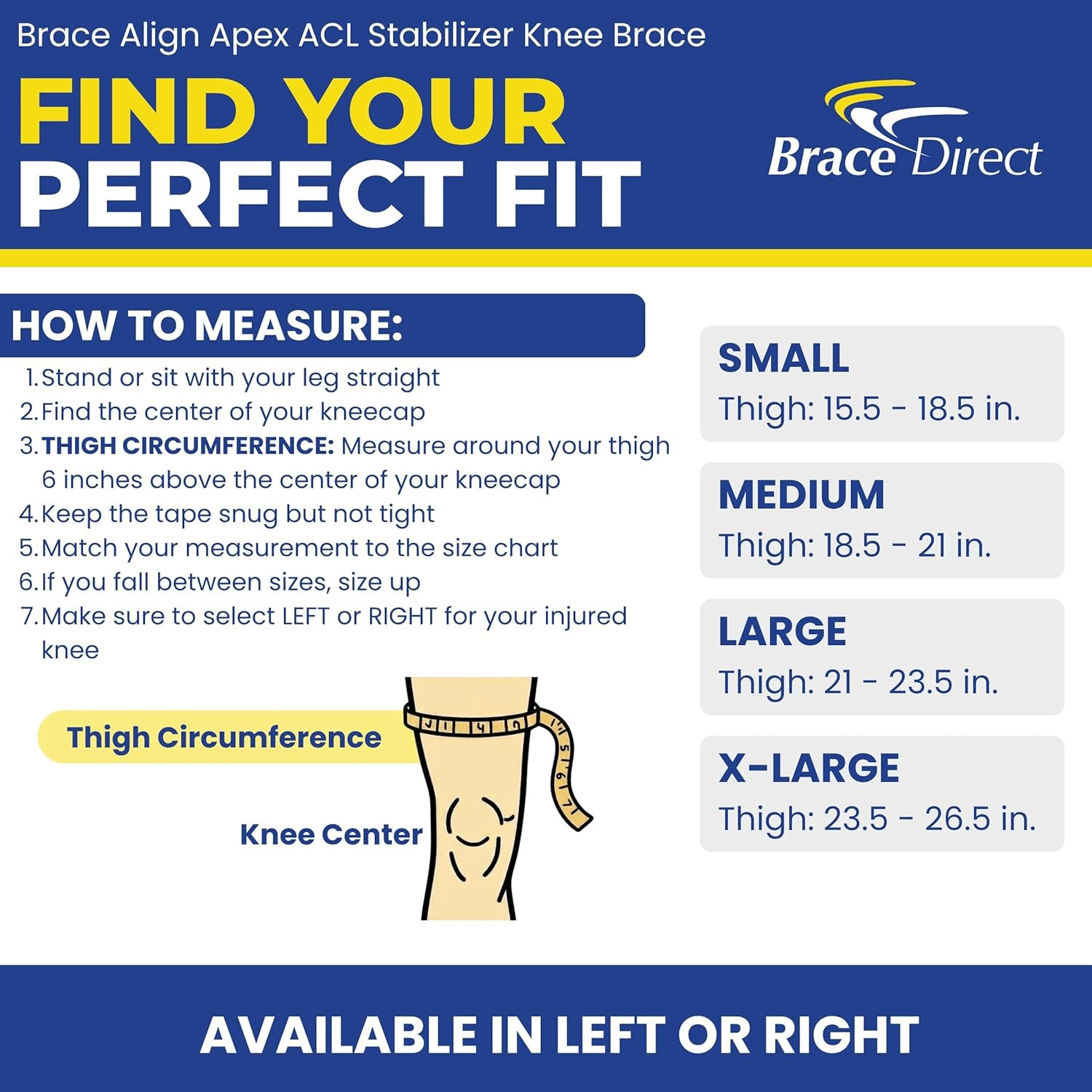 Apex ACL Stabilizer Knee Brace – Support for Injuries & Recovery, Right XL