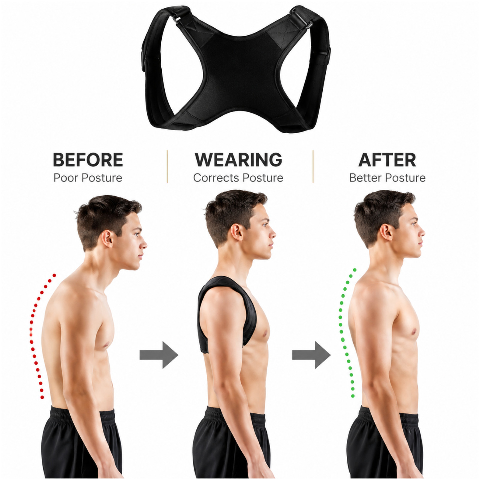 2PCS Back Posture Corrector Shoulder Support Brace Adjustable Belt Men Women