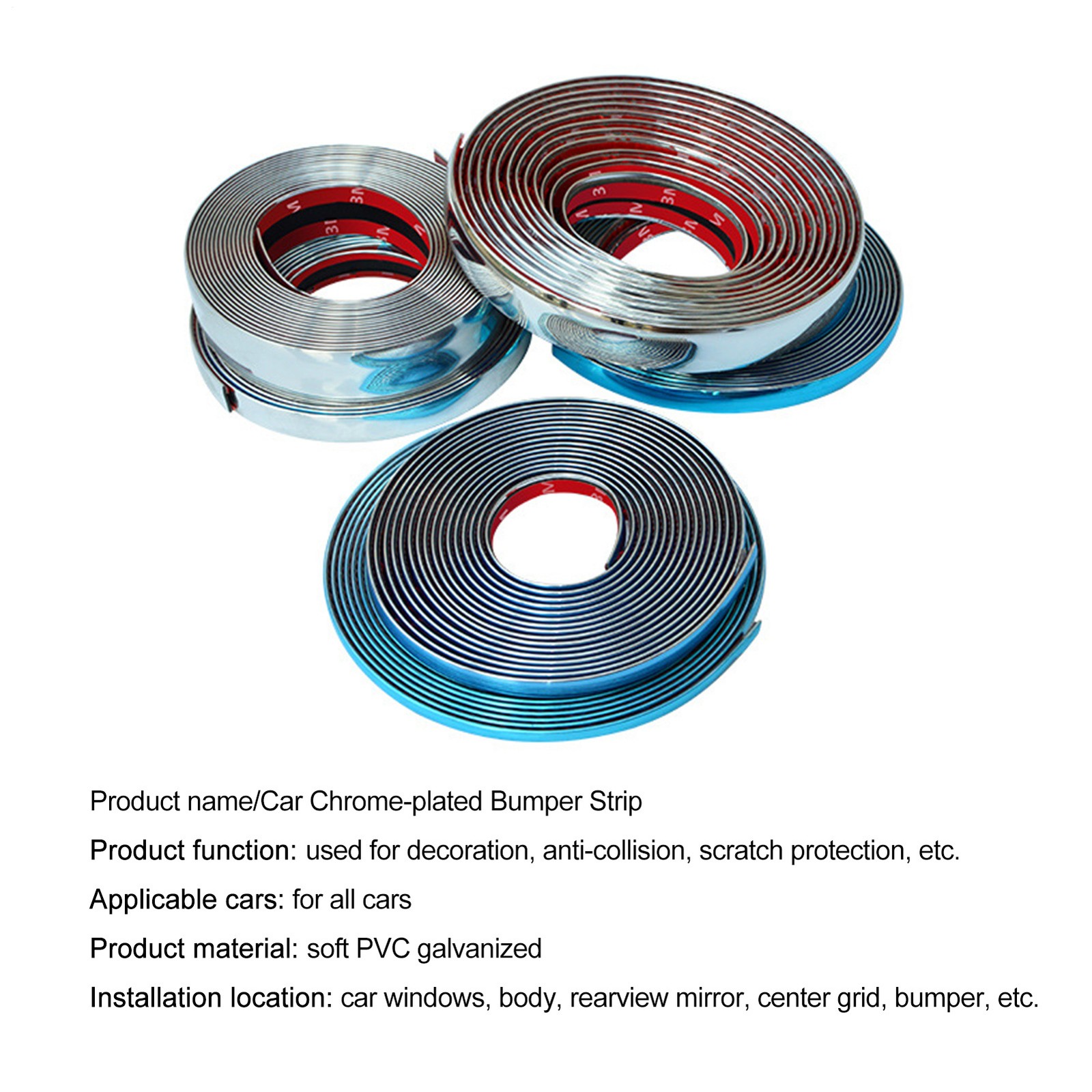 Durable Silver Car Chrome Styling Decor Moulding Trim Strip Tape Multi-size