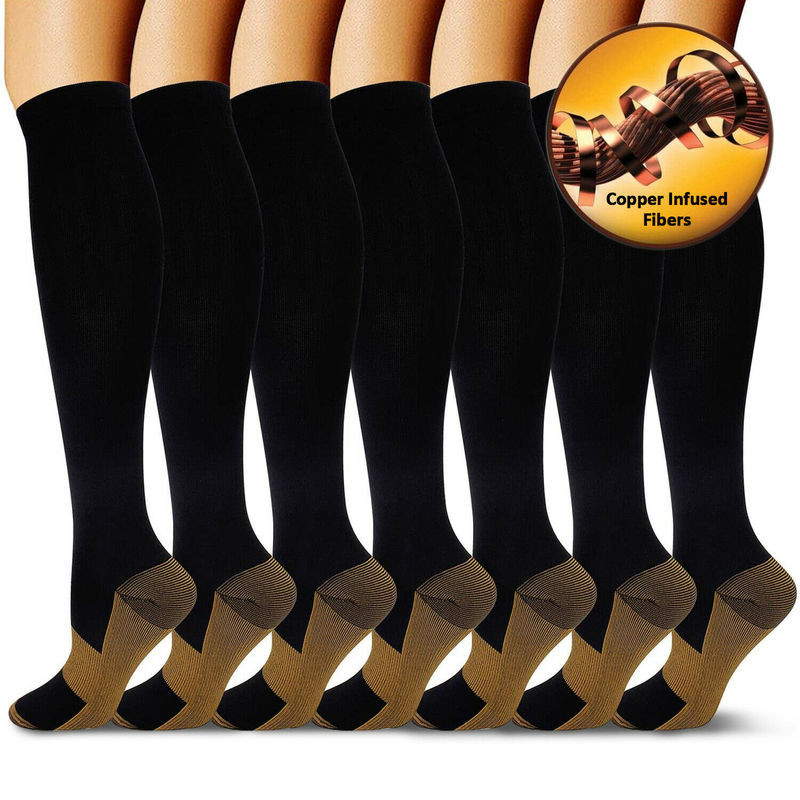 3 Pack Compression Socks (8-15mmHg) Moisture Wicking Cotton Support Stocking US