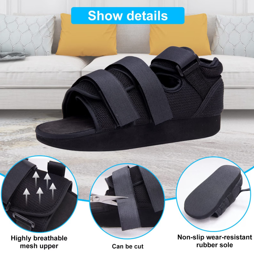 Post Op Shoe – Lightweight Medical Walking Shoes with Adjustable Strap – Medium